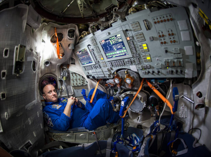 Astronaut Kelly in a training simulator