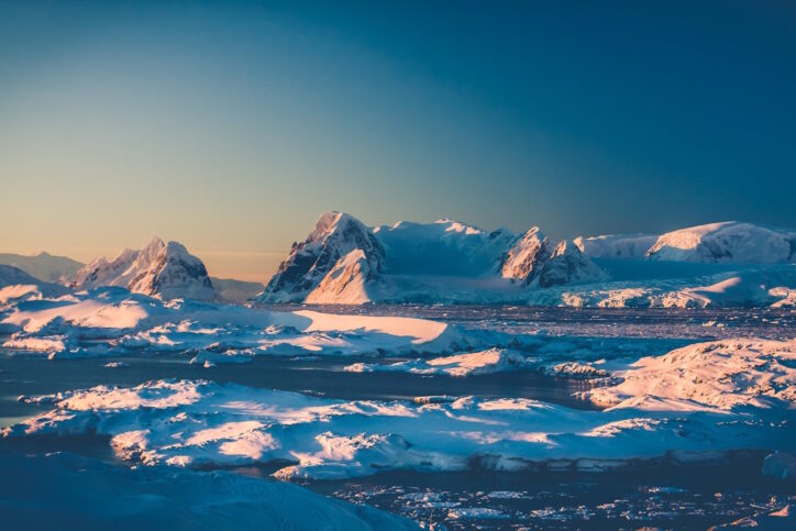 Snow-capped mountains in Antarctica